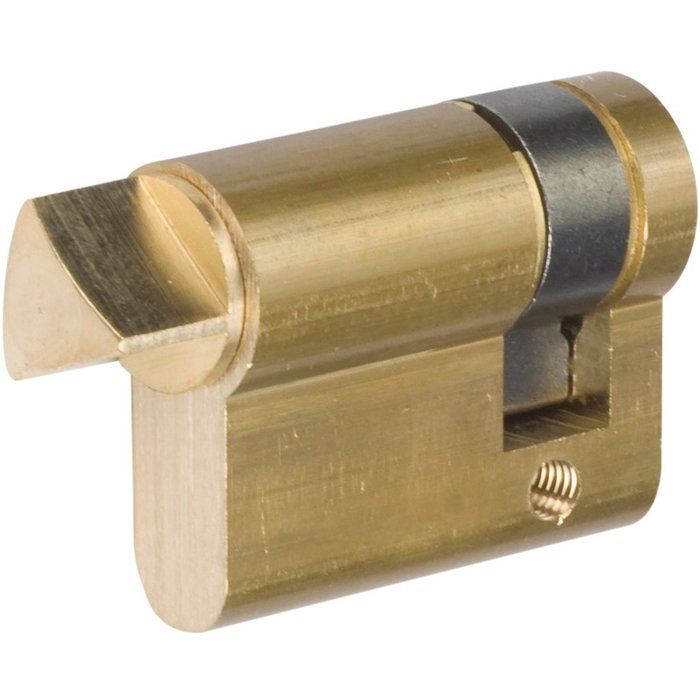 Demi cylindre pompier laitonné - 30 x 10 mm - Triangle 14 mm sortant - Thirard