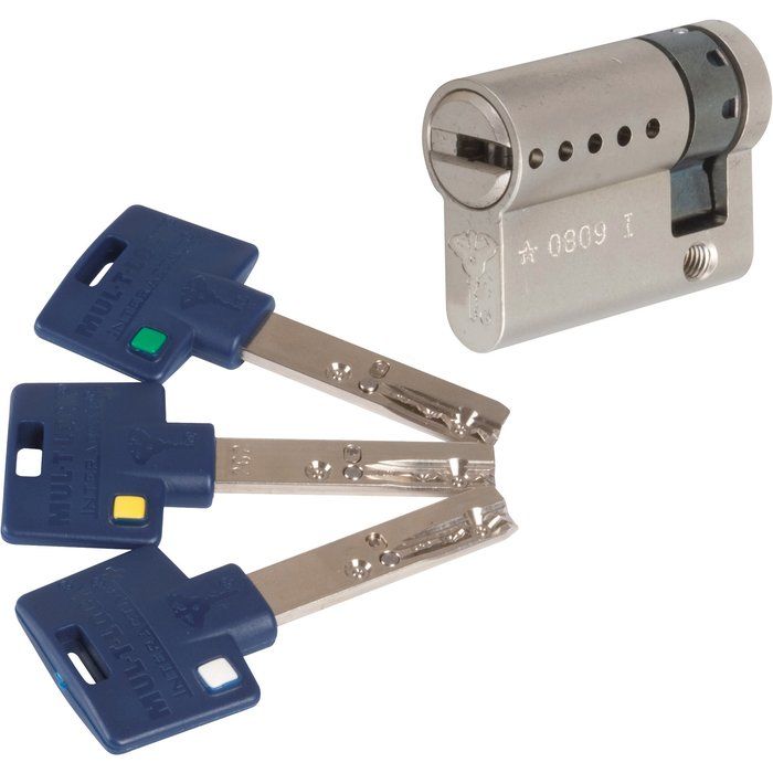 Demi cylindre varié nickelé - 32 x 10 mm - Interactive + - Mul-T-Lock