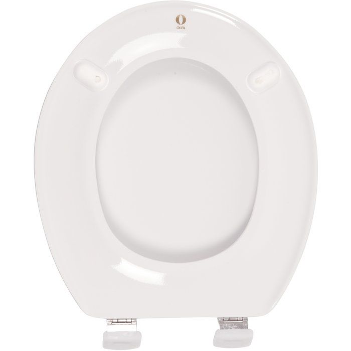 Abattant WC blanc Tradition double - Bois réticulé - Fixation inox par le dessus - NF - Olfa