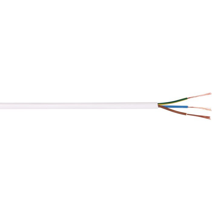 Câble électrique domestique souple - H05 VV-F blanc - 3G0,75 mm² - Couronne de 50 m - Lynelec
