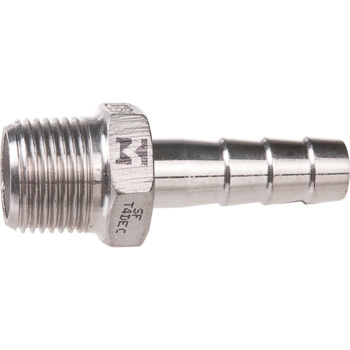Raccord cannelé inox droit à visser - M 3/8" - Ø 10 mm - Sféraco