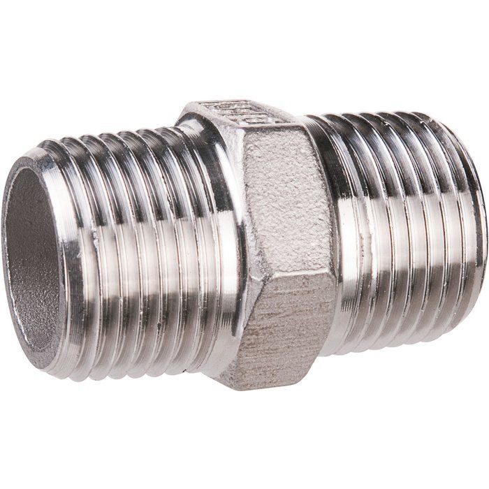 Raccord inox droit hexagonal à visser - M 1/2" - 36 mm - Sféraco