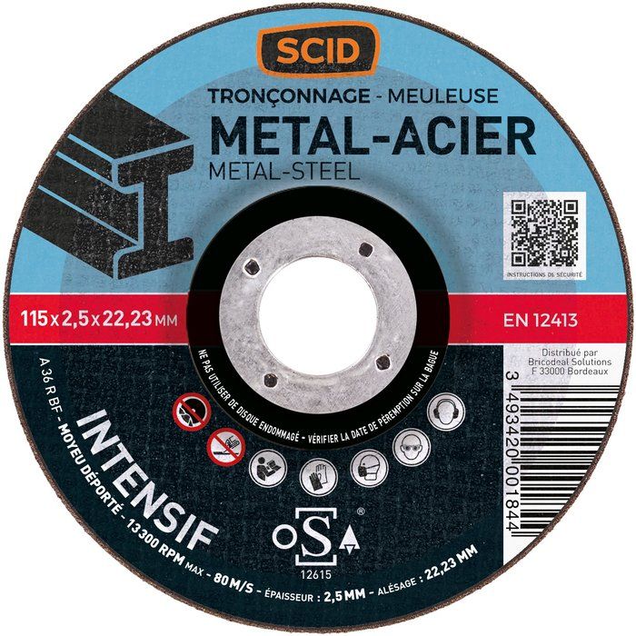 Disque à tronçonner - Ø 115 mm - Tous métaux - SCID
