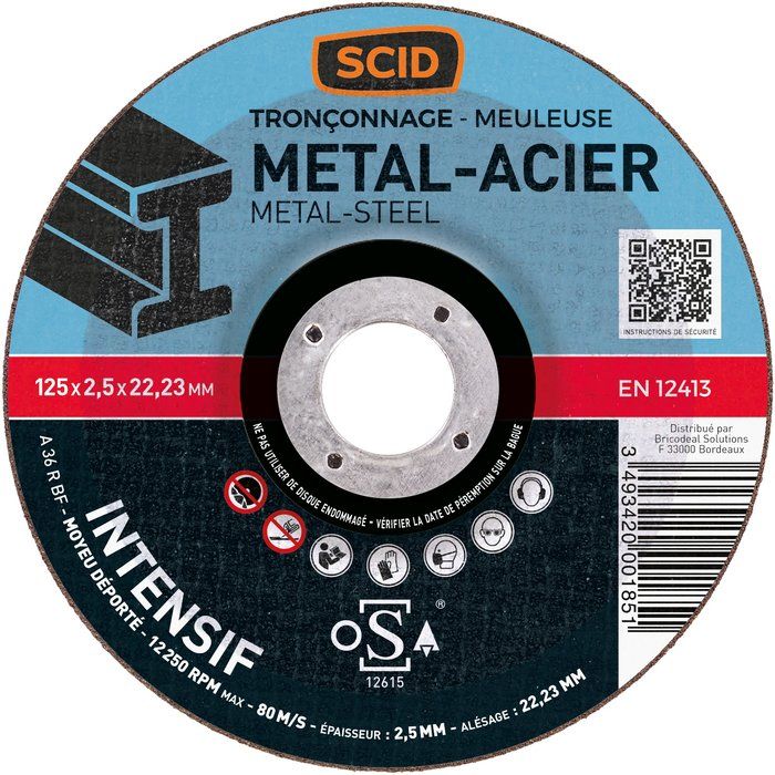 Disque à tronçonner usage intensif - Ø 125 mm - Tous métaux - SCID