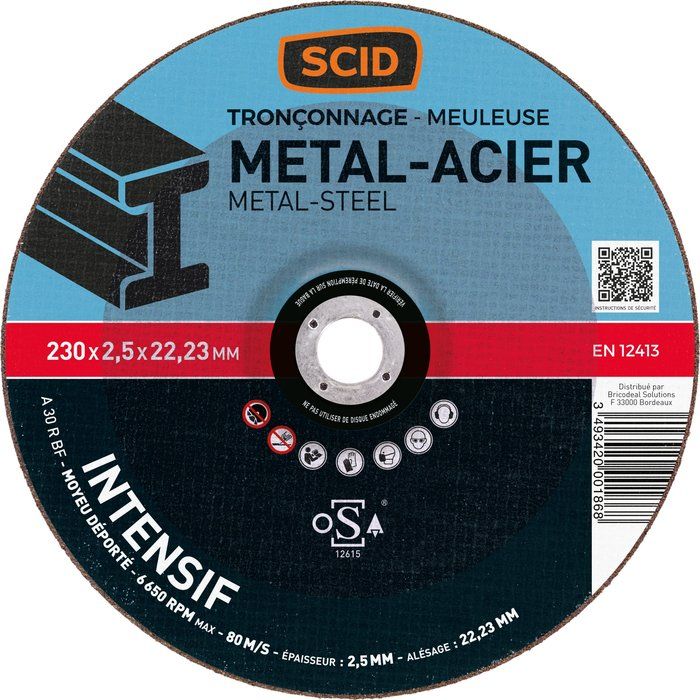 Disque à tronçonner usage intensif - Ø 230 mm - Tous métaux - SCID