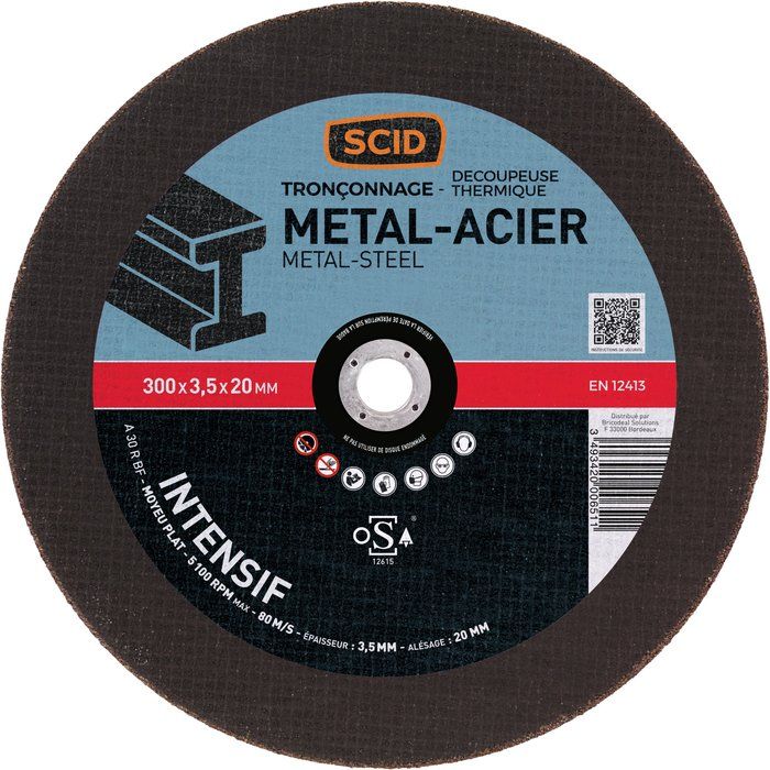 Disque à tronçonner ussage intensif - Ø 300 mm - Tous métaux - SCID