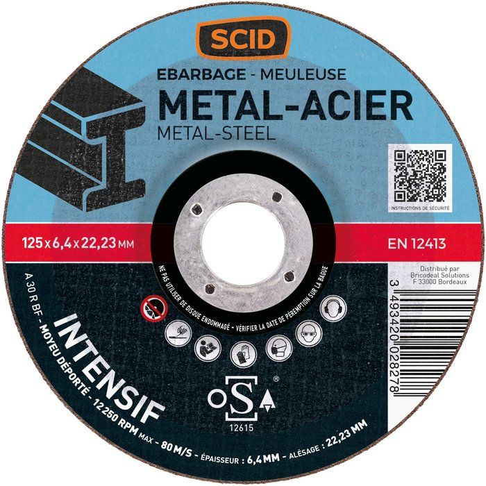 Disque à ébarber métaux professionnel - Ø 125 mm - SCID