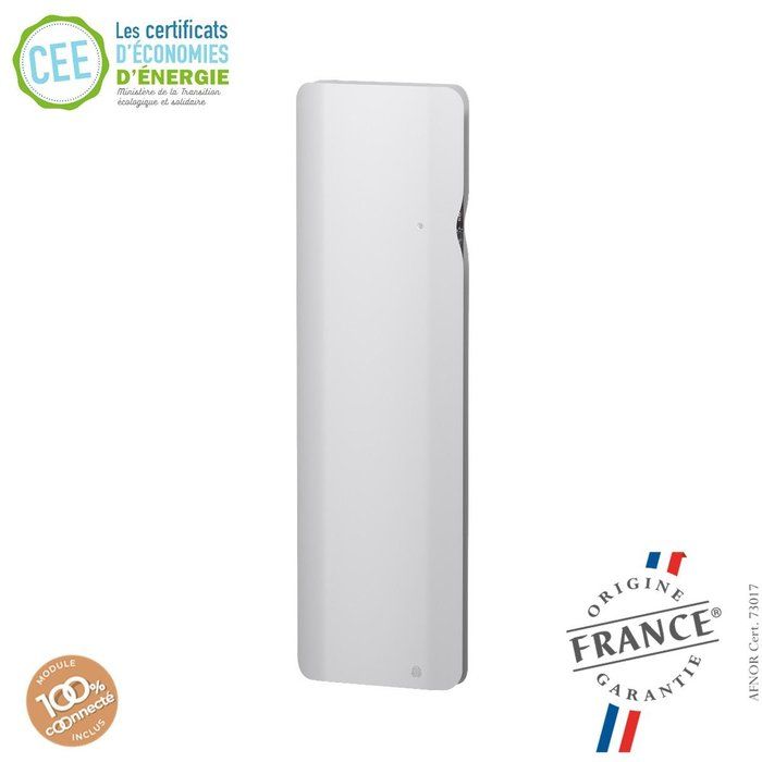 Radiateur à inertie bloc fonte blanc - Vertical - 2000 W - Dook connecté - Intuis