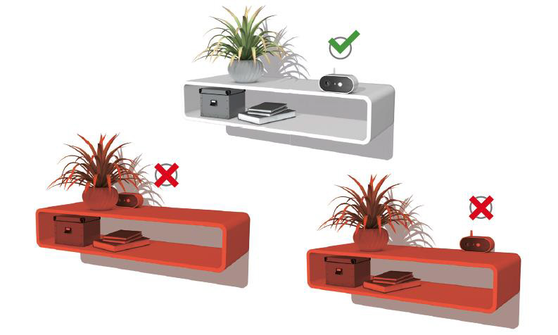 Caméra de surveillance sans fil posée sur meuble installation sans perçage