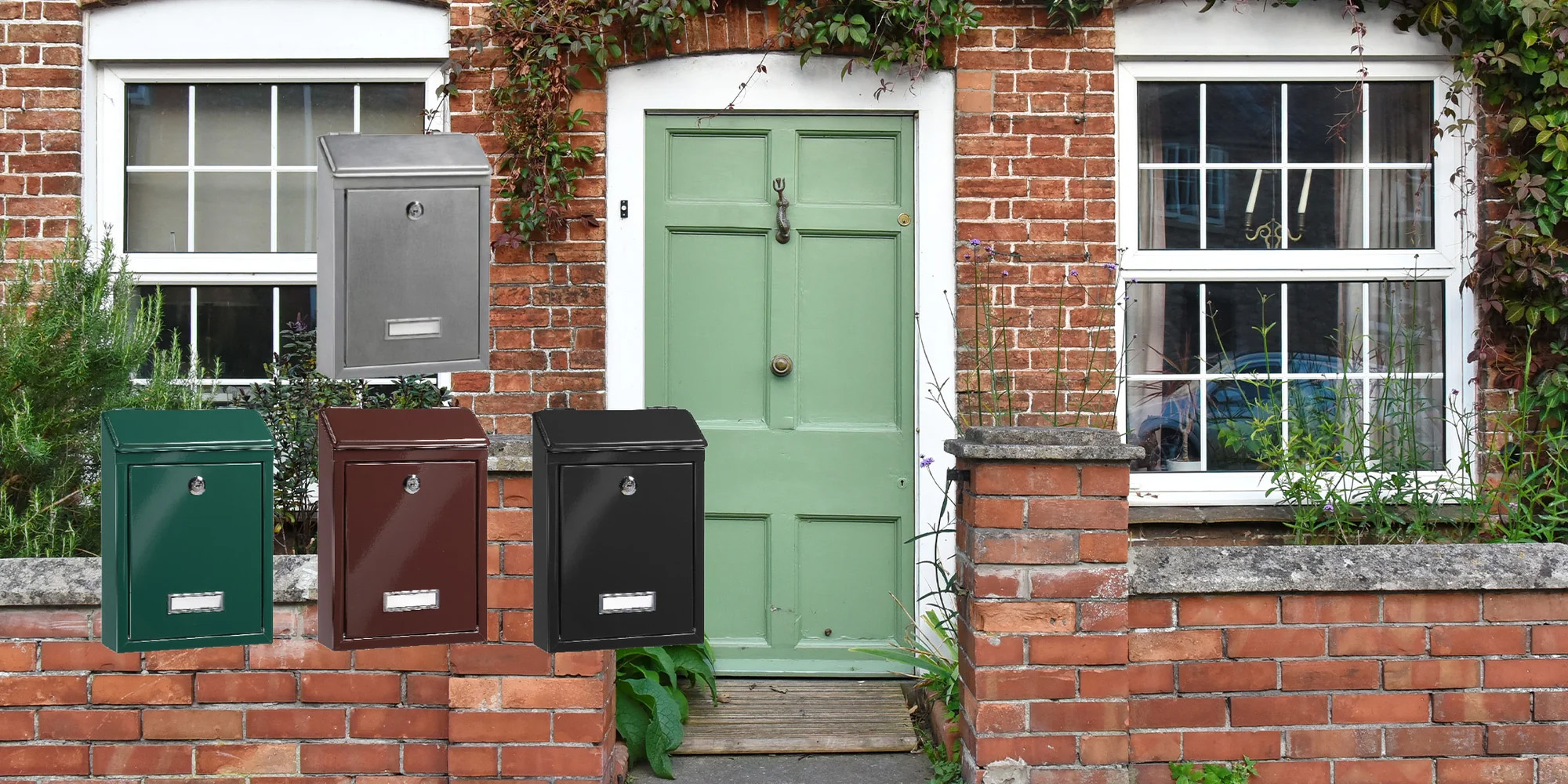 Boîte à courrier murale compacte Favor LB3 BURG-WÄCHTER en acier galvanisé brun laqué.