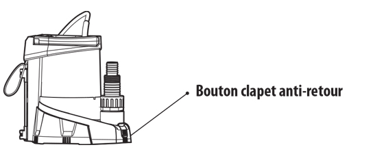 Emplacement du bouton du clapet anti-retour de la pompe vide-cave Capvert Switch 550