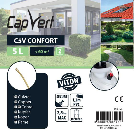 Étiquette produit pulvérisateur Capvert C5V 5 litres caractéristiques techniques et équipements