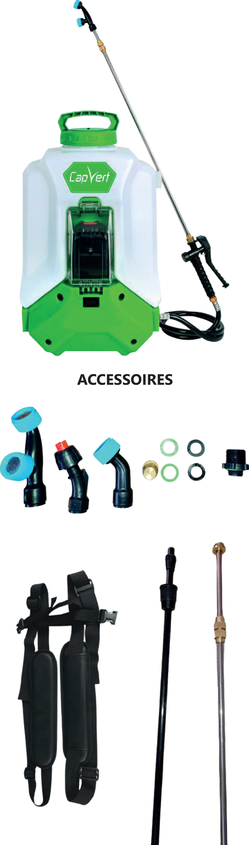 Pulvérisateur à dos électrique Capvert 20 V 16 L avec accessoires de jardin pour pulvérisation et traitement