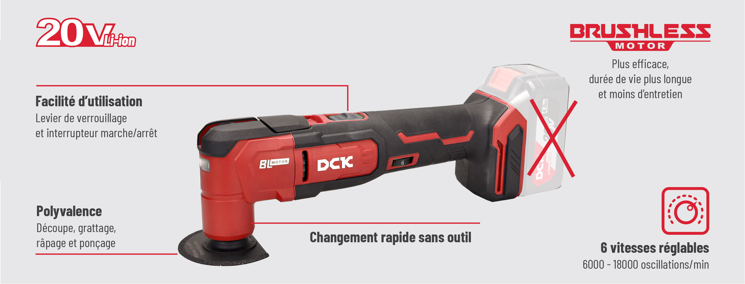 Présentation de l'outil multifonction oscillant KDMD20 DCK