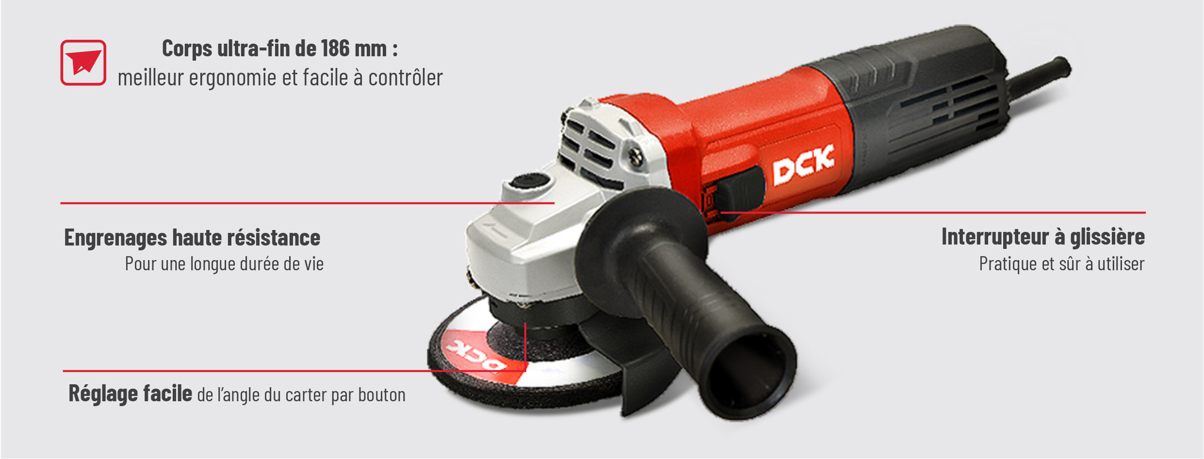 Meuleuse d’angle filaire DCK KSM03-115S