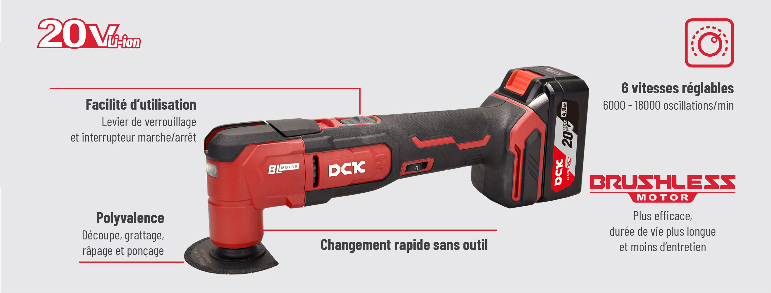 Présentation de l'outil multifonction oscillant KDMD20 DCK