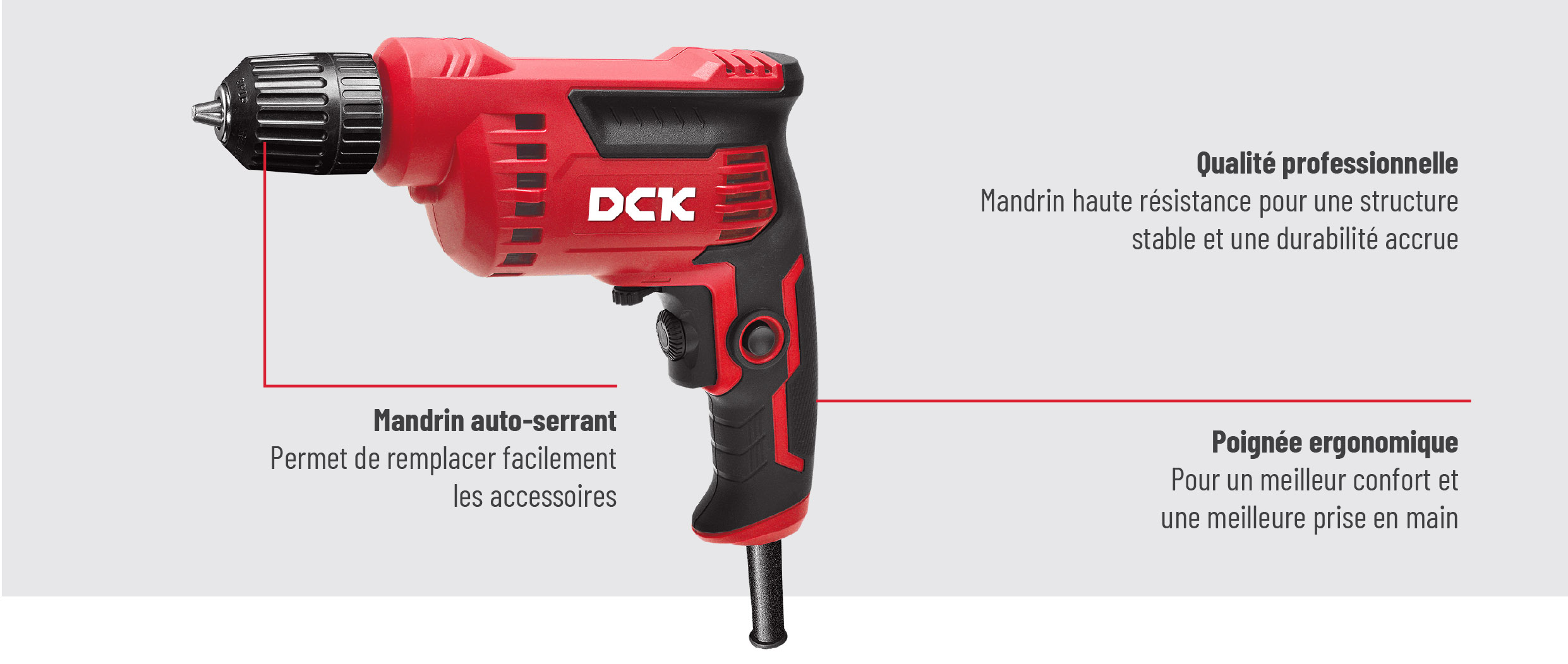 Perceuse filaire DCK KJZ05-10BK