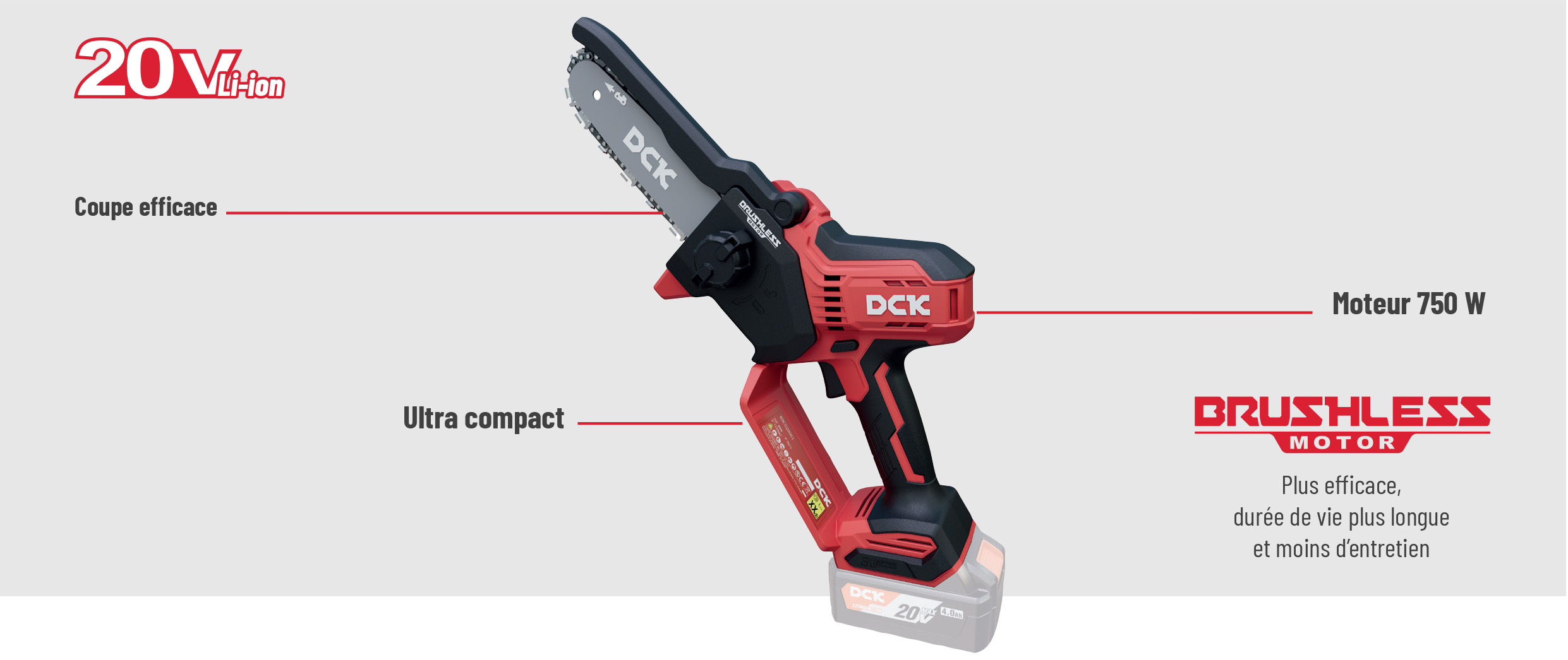 Mini tronçonneuse sans fil brushless 20V DCK KDCS20061