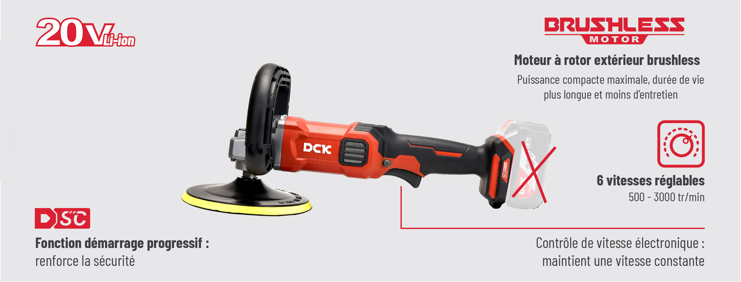 Polisseuse sans fil DCK KDSP02-180