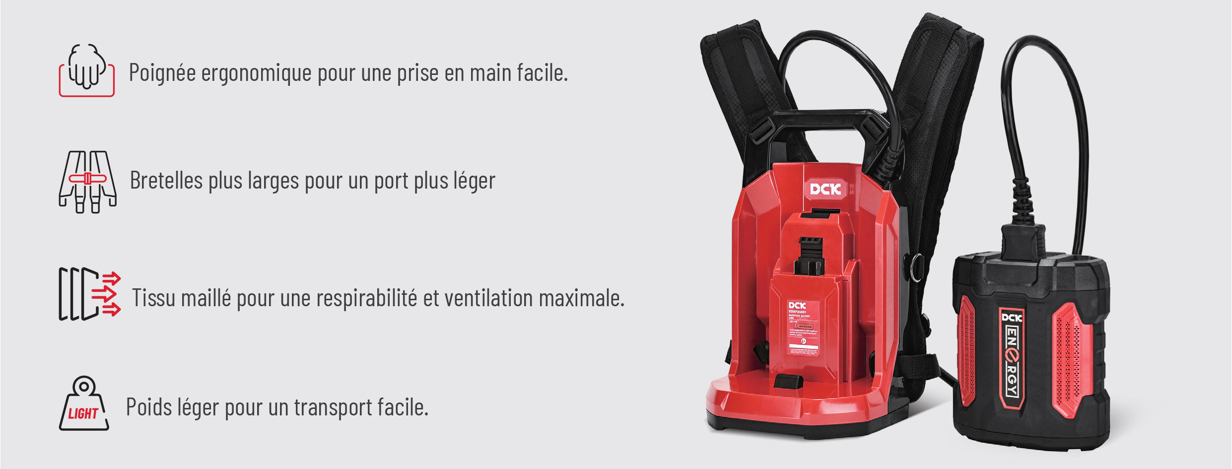 Support dorsal pour batterie 58V SuperFuel DCK