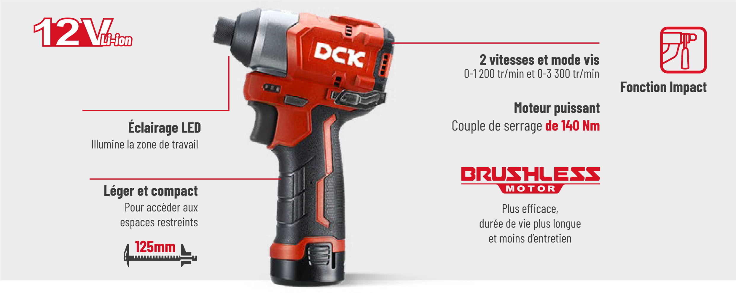 Présentation des principaux avantage de la visseuse à choc 12V KDPL04-8