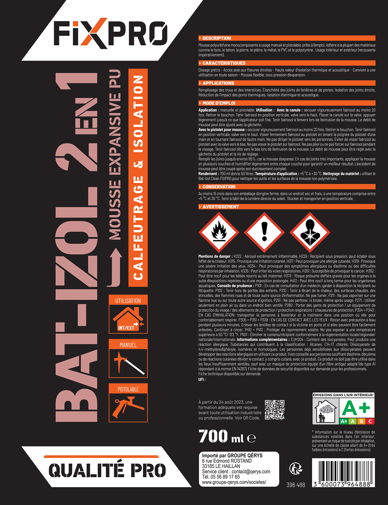 Étiquette BAT-IZOL 2 EN 1 FIXPRO