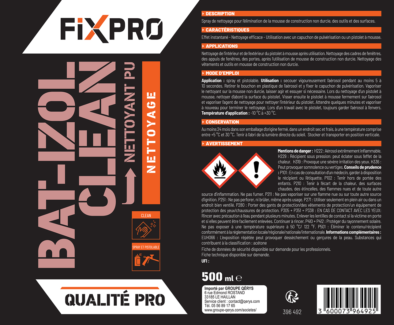 Étiquette BAT-IZOL CLEAN FIXPRO
