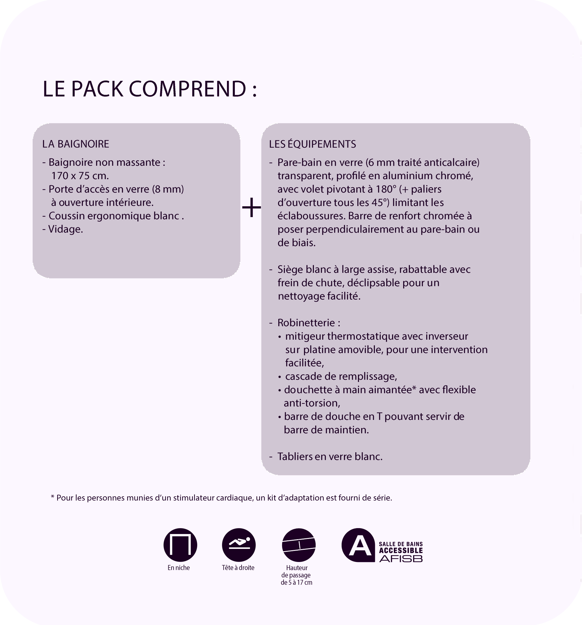 Composition pack Duo sérénité + tête à droite 170 x 75 cm pose en niche