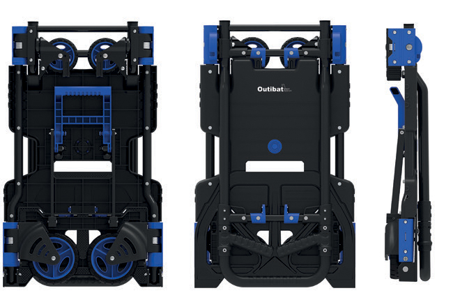 Diable chariot pliant Outibat replié pour faciliter le rangement