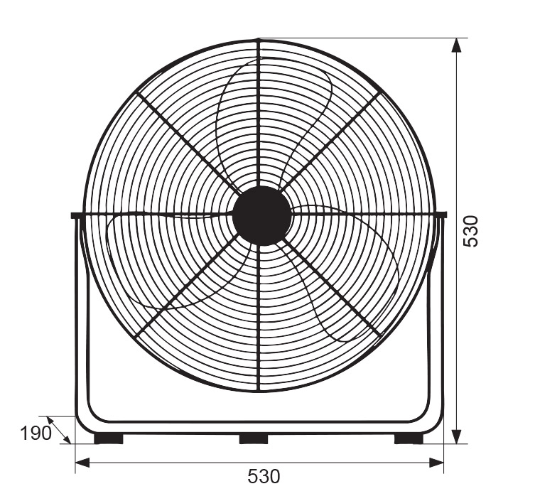 Schéma du ventilateur brasseur d’air Nortes Varma Ø 45 cm